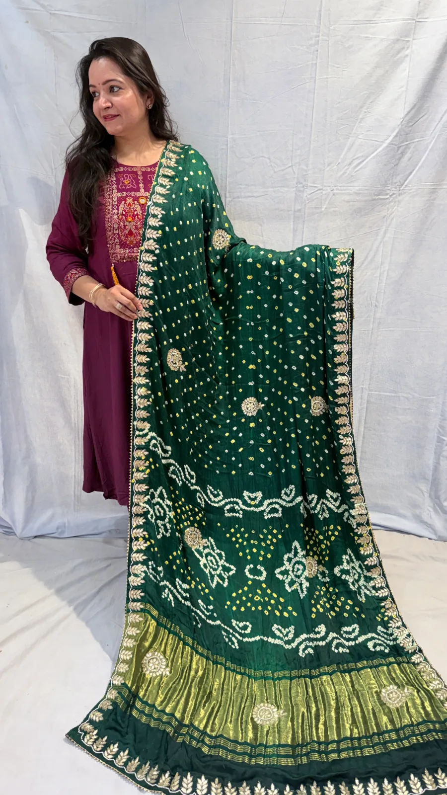 Modal Silk Saree with Cutdana Work Green