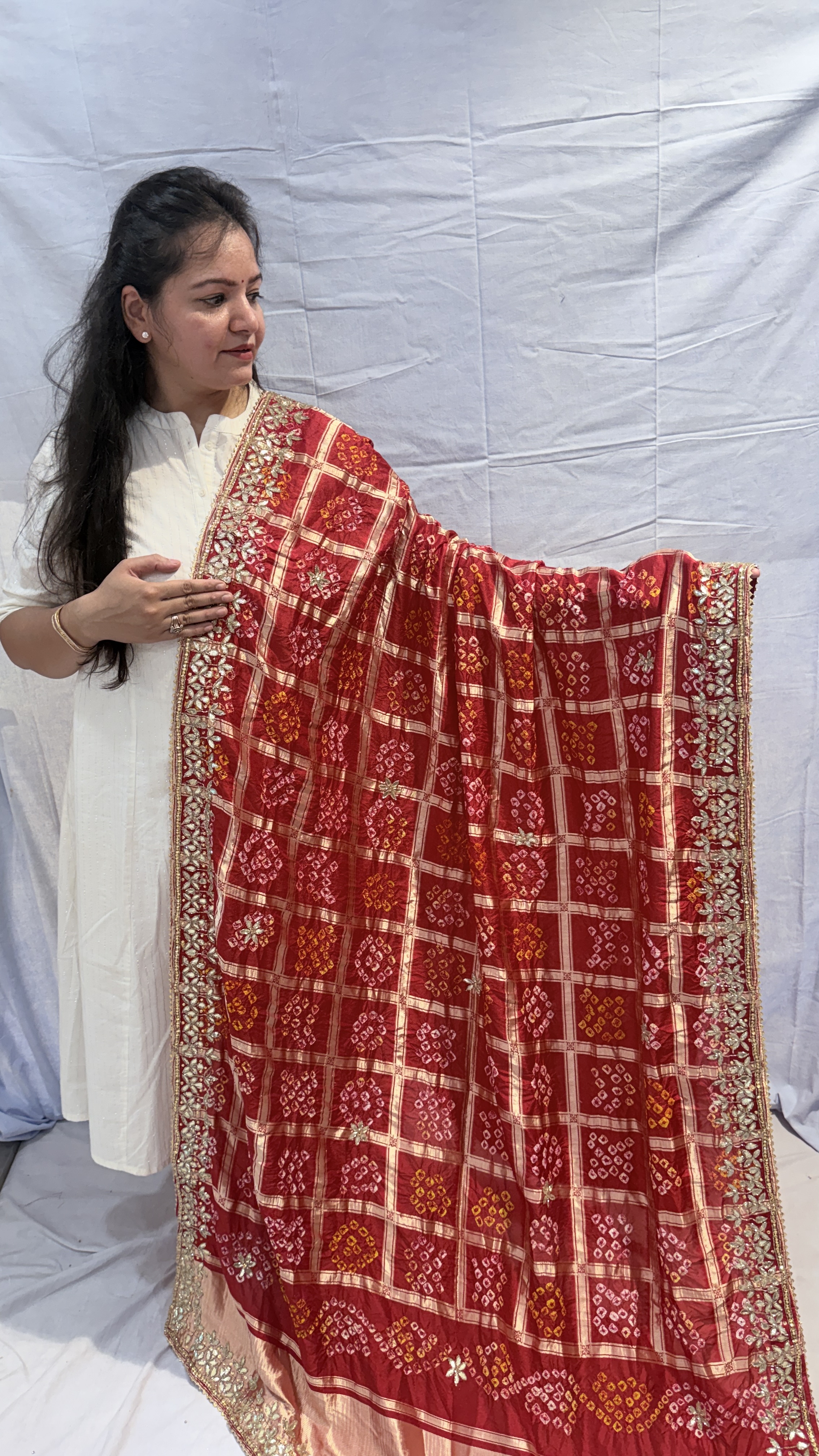 Handcrafted Gota Patti Malai Silk Dupatta