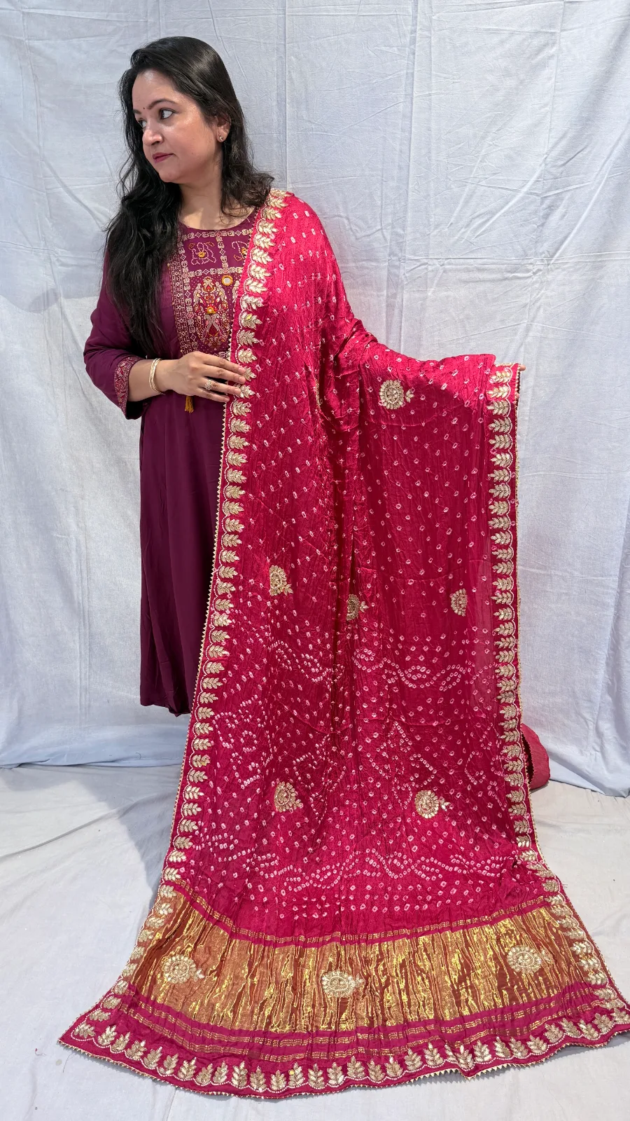 Modal Silk Saree with Cutdana Work Rani