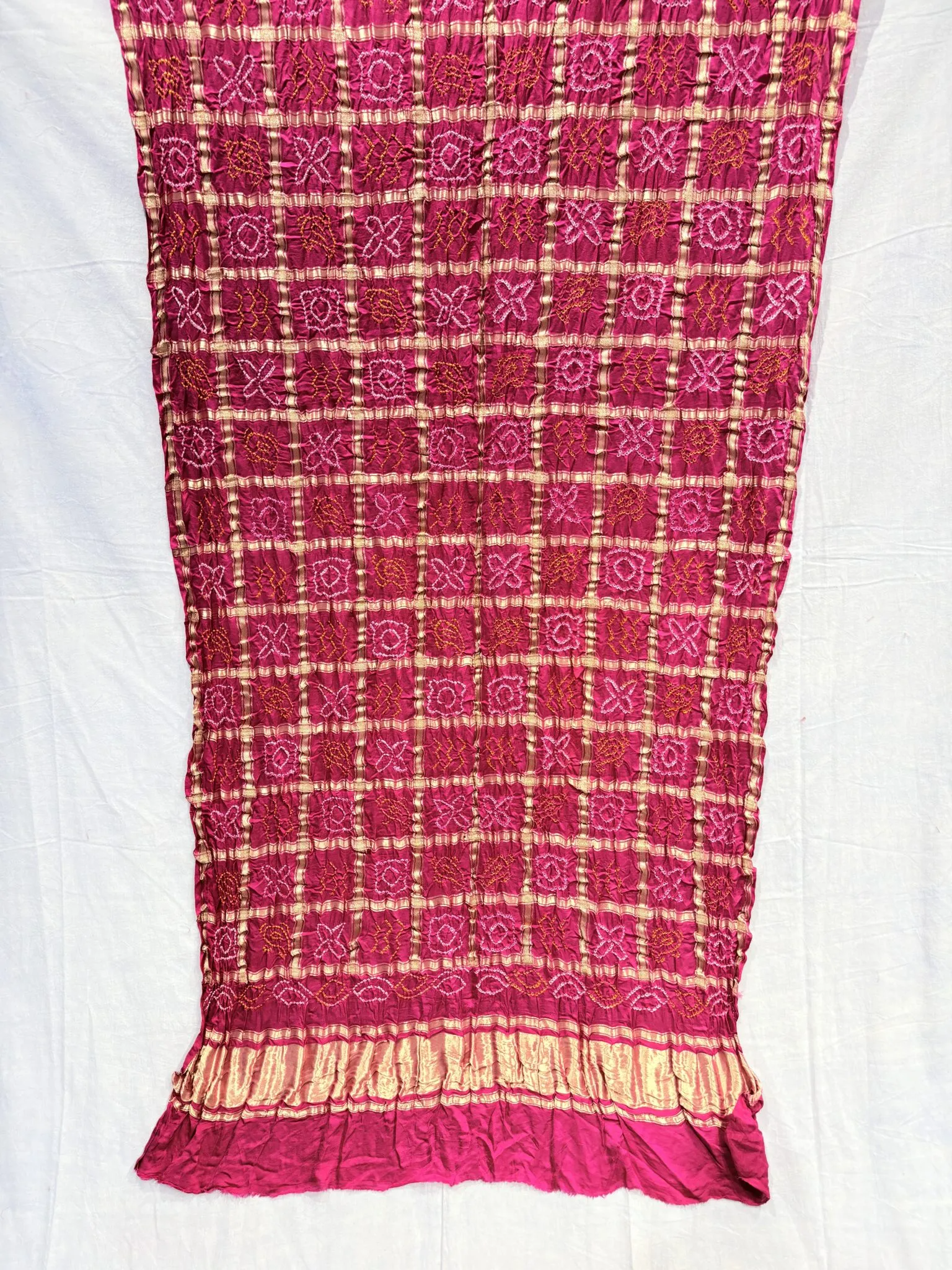 Gajji Silk Ghatchola Dupata with hand made bandhej